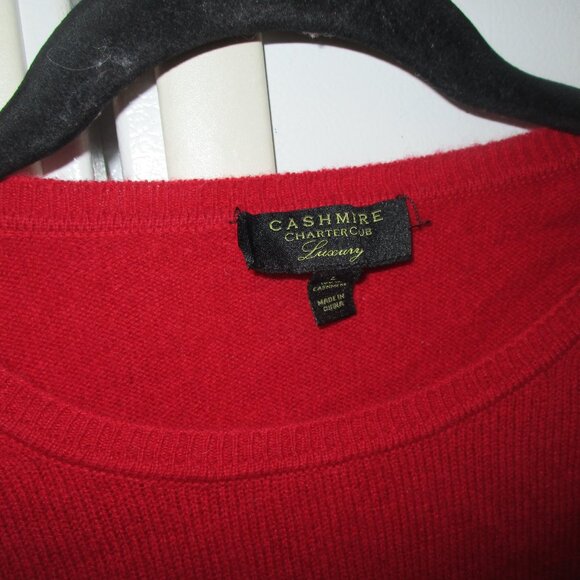 Charter Club cashmere red crewneck sweater, size L - Picture 2 of 2